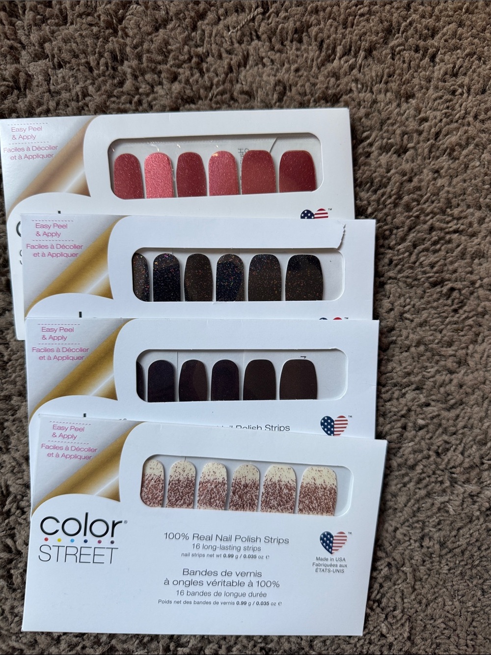 Color Street Glitter Pink to Rose & Speckled Cream Nail Polish Strips